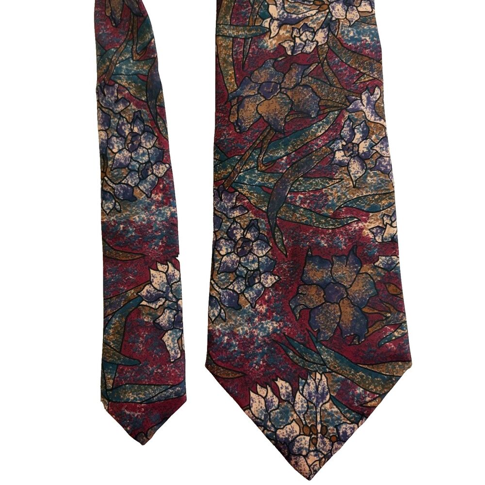 Viaggio Neck Tie One Size Colorful 100% Silk Floral Career